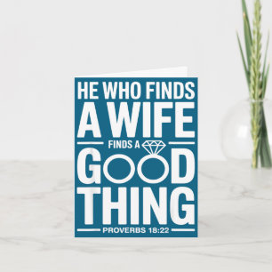 He who finds a wife engagement fiancé couple card
