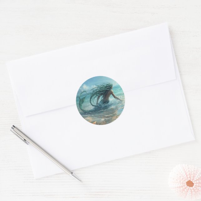 He Who Walks the Shallow Sea Classic Round Sticker (Envelope)