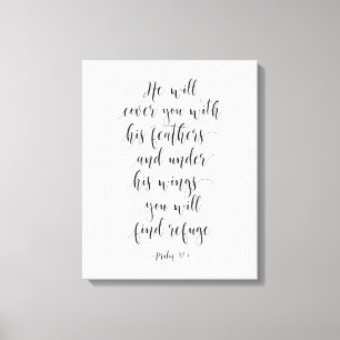 He Will Cover You With His Feathers, Psalm 91:4 Canvas Print
