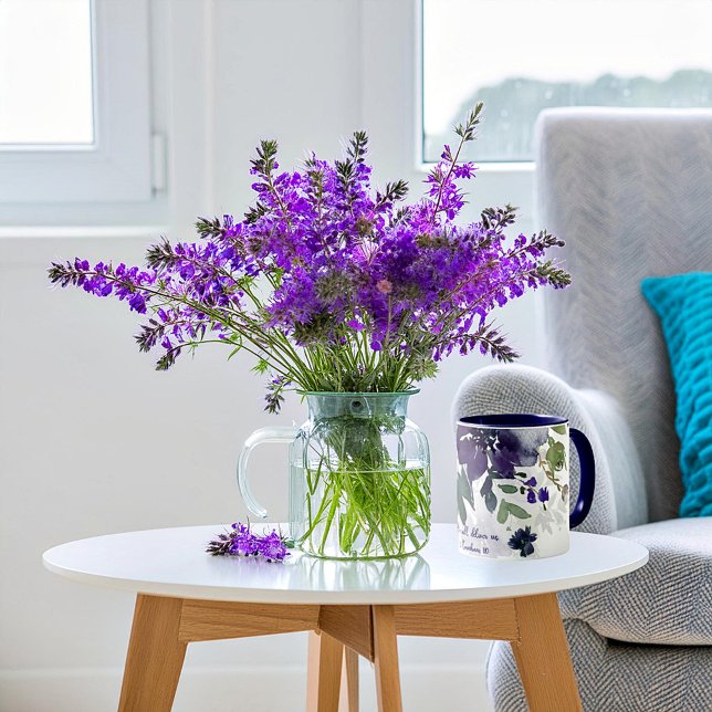 He will deliver us, purple watercolor floral   mug (Creator Uploaded)