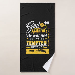 He Will Not Let You Be Tempted – Bible Verse Bath Towel Set