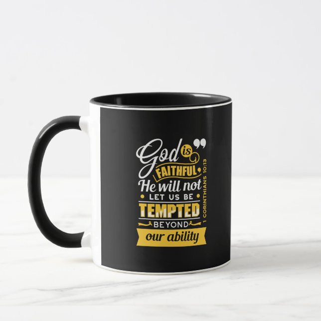  He Will Not Let You Be Tempted – Bible Verse Mug (Left)