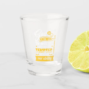 He Will Not Let You Be Tempted – Bible Verse Shot Glass