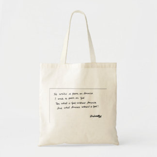 He writes a poem on America Tote Bag
