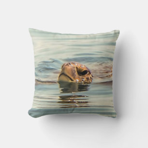 Head Above Water Turtle Ocean Wildlife Art Cushion