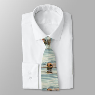 Head Above Water Turtle Ocean Wildlife Art Tie