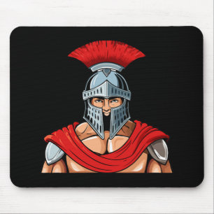 Head ancient warrior in helmet and armor mouse pad