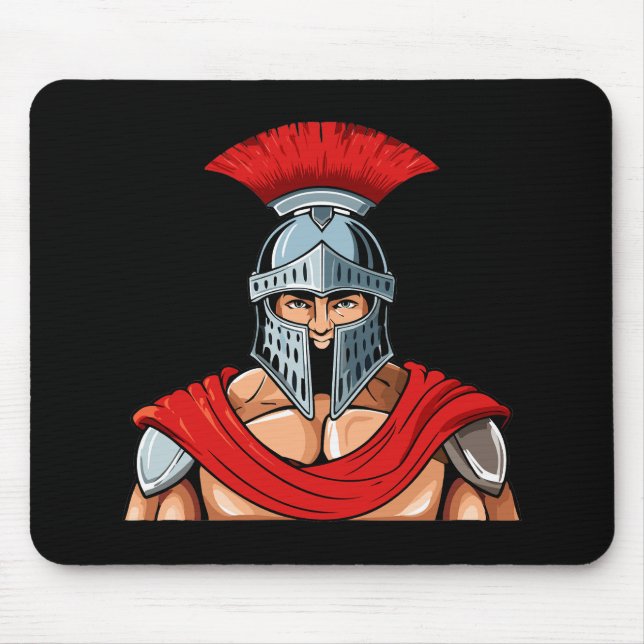 Head ancient warrior in helmet and armor mouse pad (Front)