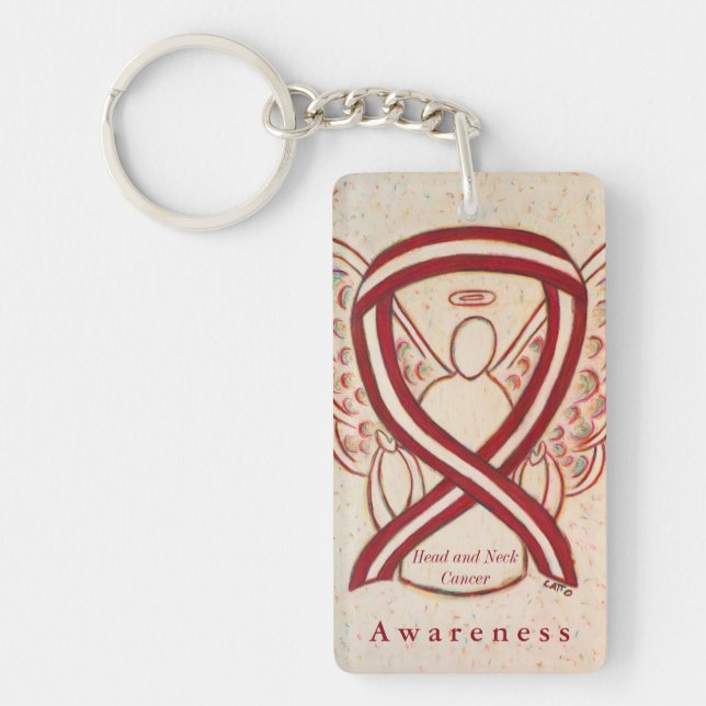 Head and Neck Cancer Awareness Ribbon Keychain (Front)