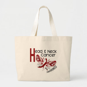 Head and Neck Cancer BUTTERFLY 3.1 Large Tote Bag
