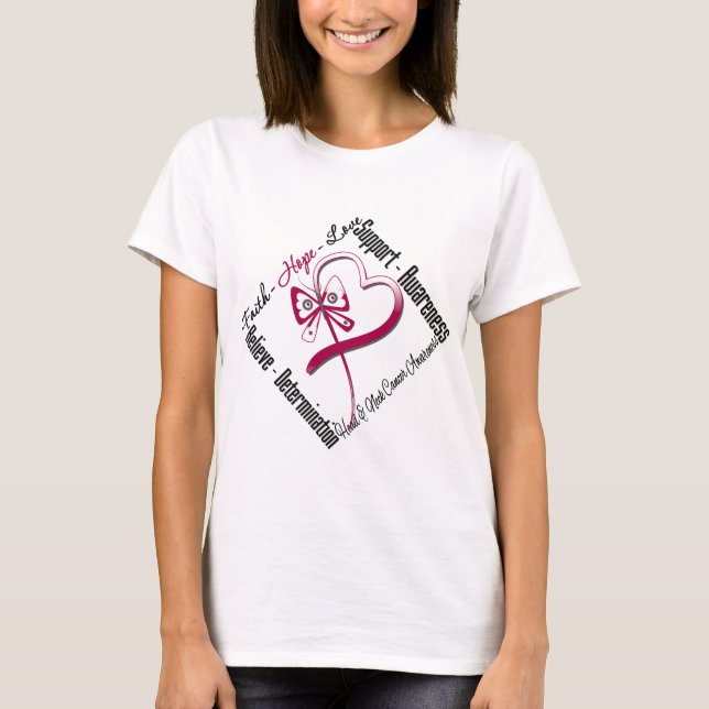 Head and Neck Cancer Faith Hope Love Butterfly T-Shirt (Front)