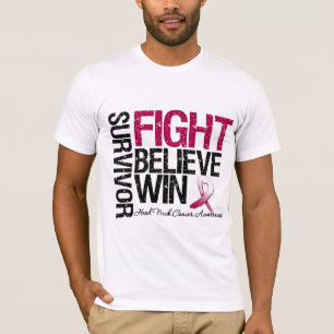 Head and Neck Cancer Survivor Fight Believe Win Mo T-Shirt