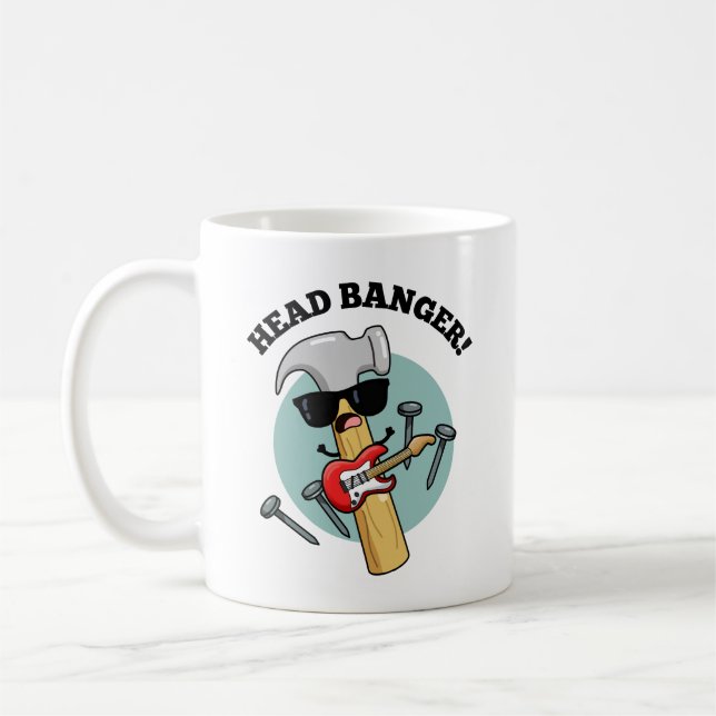 Head Banger Funny Music Puns  Coffee Mug (Left)
