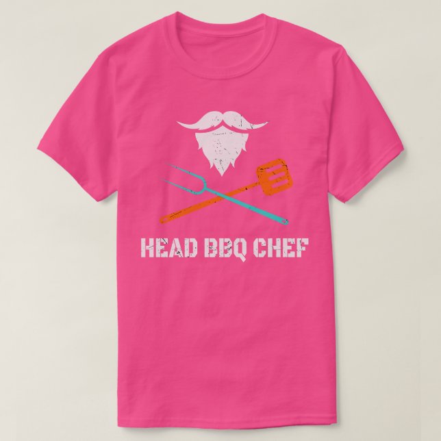 Head BBQ Chef With Beard Grilling Mens Fun T-Shirt (Design Front)
