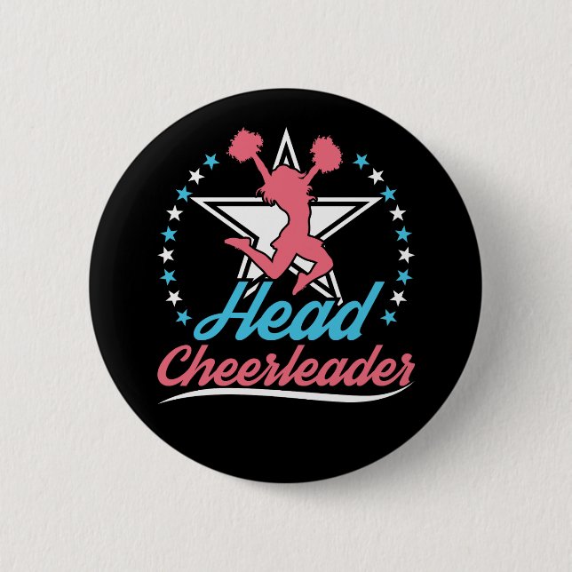 Head Cheerleader Cheerleading Captain 6 Cm Round Badge (Front)