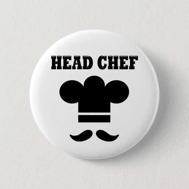 Head Chef 6 Cm Round Badge (Front)