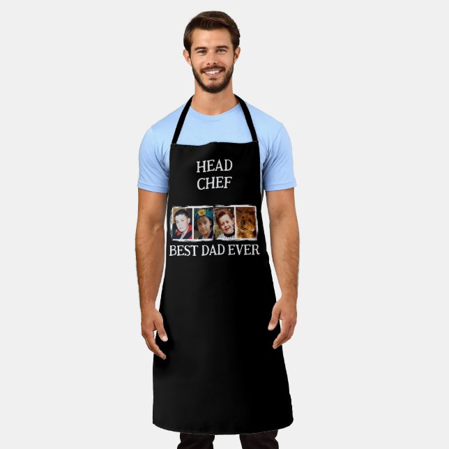 Head Chef Best Dad Ever 4 photo white black Apron (Worn)