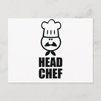 Head chef face & hat black design postcard