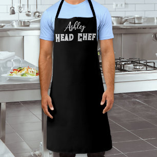 Head Chef Personalised Black and White Kitchen Apron