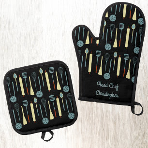 Head Chef Personalised Oven Mitt & Pot Holder Set