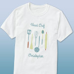 Head Chef Personalised T-Shirt<br><div class="desc">Fun Head Chef design with vintage kitchen utensils for your favourite chef,  cook or grill expert.  Change the name and text to personalise.</div>