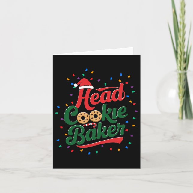 Head Cookie Baker Christmas Cookie Baking  Card (Front)