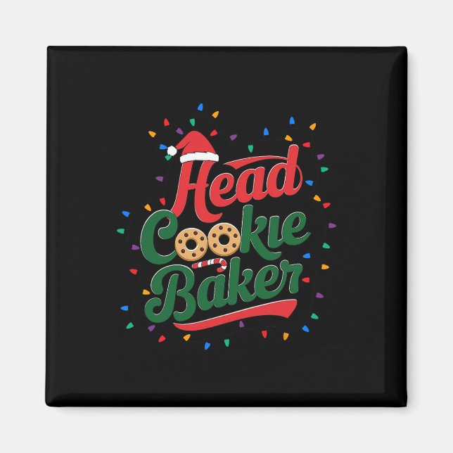 Head Cookie Baker Christmas Cookie Baking  Magnet (Front)
