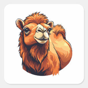 Head dromedary camel square sticker