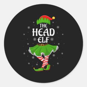 Head Elf Christmas Family Girls Women Elf Squad Xm Classic Round Sticker