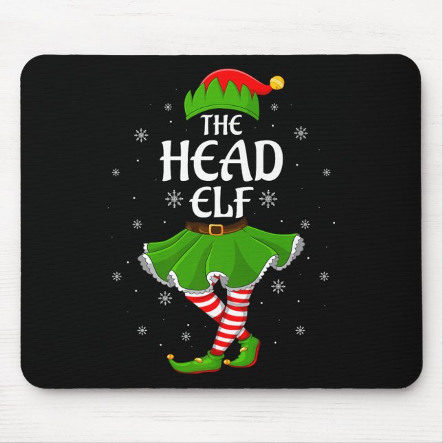 Head Elf Christmas Family Girls Women Elf Squad Xm Mouse Pad (Front)