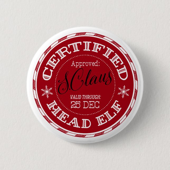 Head Elf | Christmas Seal of Approval 6 Cm Round Badge (Front)