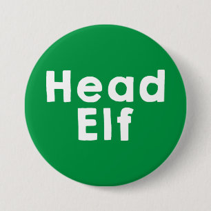 Head Elf Green 7.5 Cm Round Badge