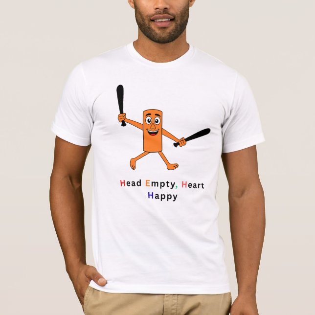 Head Empty Heart Happy Men's Funny Graphic T-Shirt (Front)
