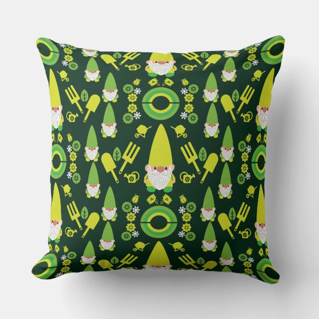 Head Garden Gnome Gardener Cushion (Front)