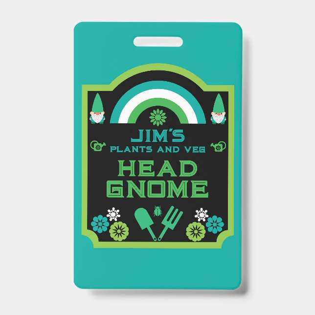 Head Garden Gnome Gardener ID Badge (Front)