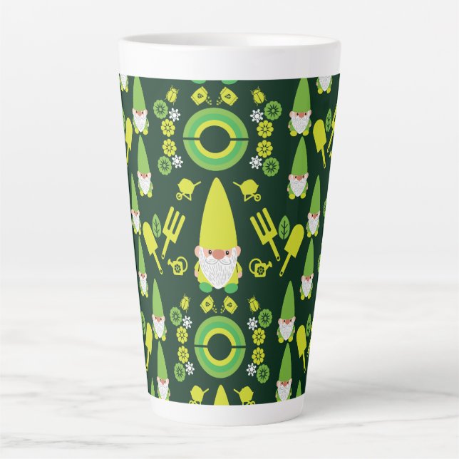 Head Garden Gnome Gardener Latte Mug (Front)