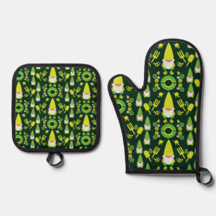 Head Garden Gnome Gardener Oven Mitt & Pot Holder Set