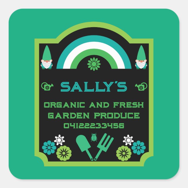 Head Garden Gnome Gardener Square Sticker (Front)
