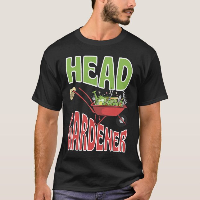 Head Gardener Cute Summer Wheelbarrow Vegetable Ga T-Shirt (Front)