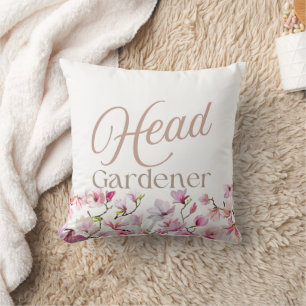 Head Gardener Elegant Script Floral  Cushion