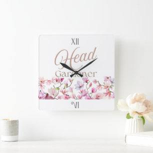 Head Gardener Floral Mother’s Day & Birthday Gift Square Wall Clock