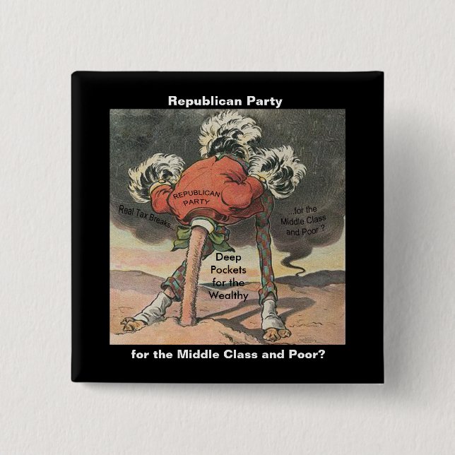 Head in the Sand Republican Party 15 Cm Square Badge (Front)