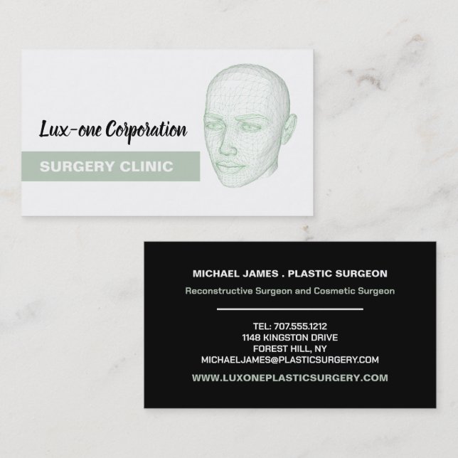 Head Model, Plastic Surgeon, Plastic Surgery Business Card (Front/Back)