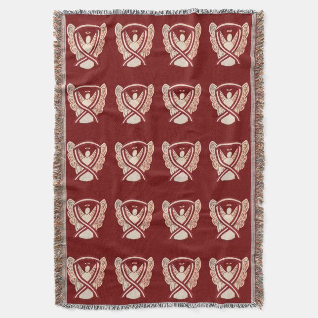 Head & Neck Cancer Awareness Ribbon Throw Blankets (Front Vertical)
