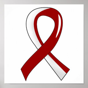 Head Neck Cancer Burgundy White Ribbon 3 Poster