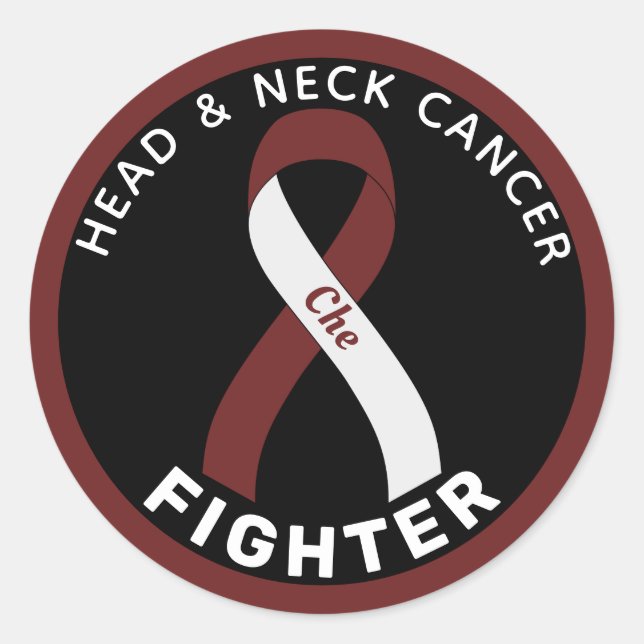  Head & Neck Cancer Fighter Ribbon Black Classic Round Sticker (Front)