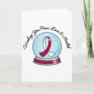 Head Neck Cancer Ribbon Merry Christmas Snowglobe Holiday Card