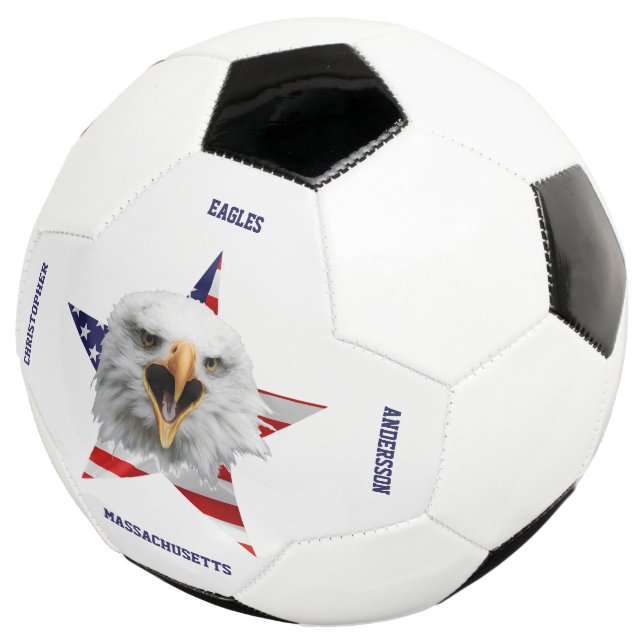 Head Of A Bald Eagle, Star, USA Flag Soccer Ball (Three Quarter)