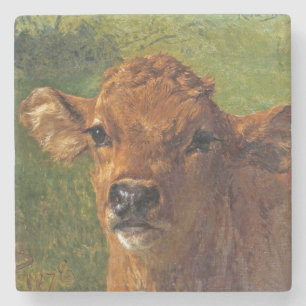 Head of a Calf (by Rosa Bonheur) Stone Coaster