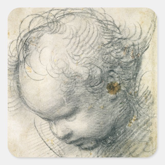 Head of a Cherub Square Sticker (Front)